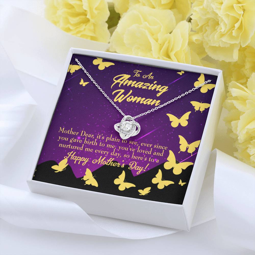 To Mom Mother'S Day Love Knot Pendant Message Card Pendant Stainless Steel-Express Your Love Gifts