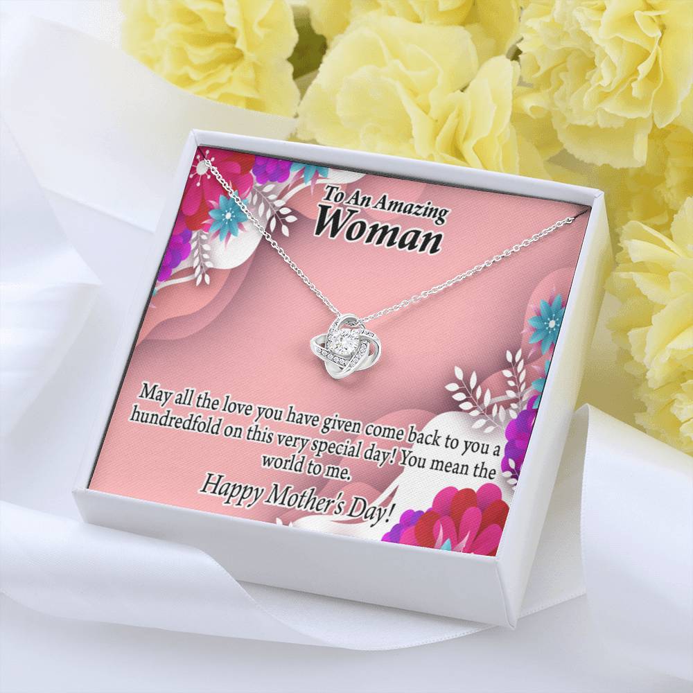 Happy Mother'S Day You Mean The World To Me Love Knot Message Card From Son Daughter Gift Anniversary Birthday Graduation Mothers Day-Express Your Love Gifts