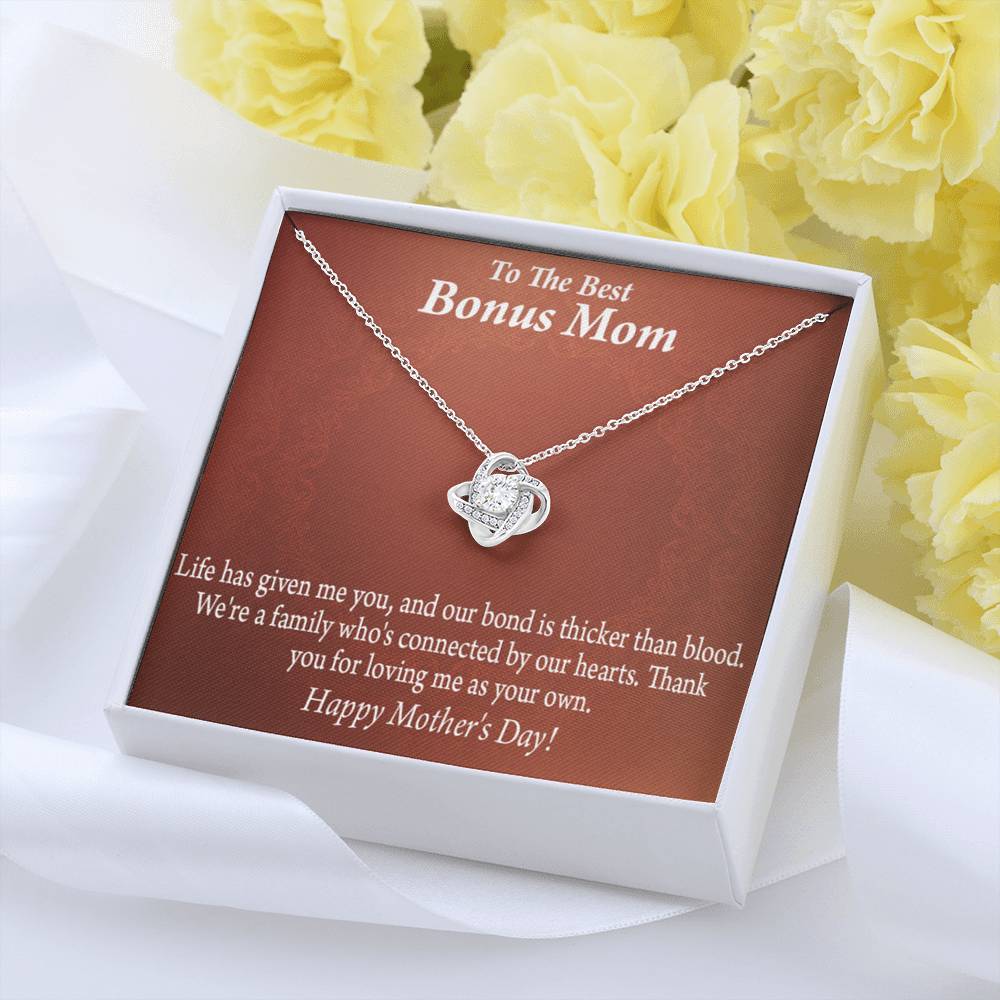 Bonus Mom Necklace Best Bonus Mom Happy Mothers Day Love Knot Pendant Pendant Message Card-Express Your Love Gifts