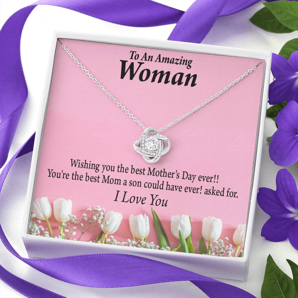 Best Mother'S Day From Son Love Knot Message Card From Son Daughter Gift Anniversary Birthday Graduation Mothers Day-Express Your Love Gifts