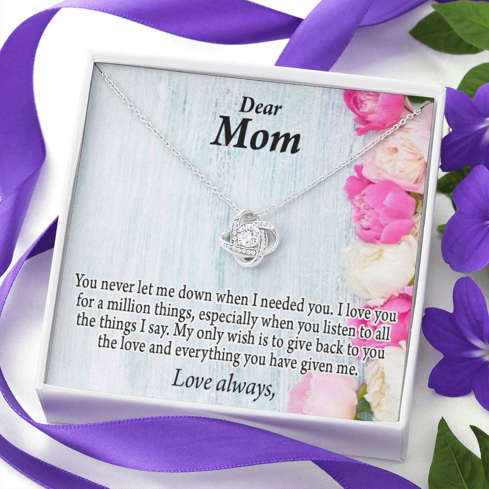 You Never Let Me Down Love Knot Pendant Pendant Message Card-Express Your Love Gifts