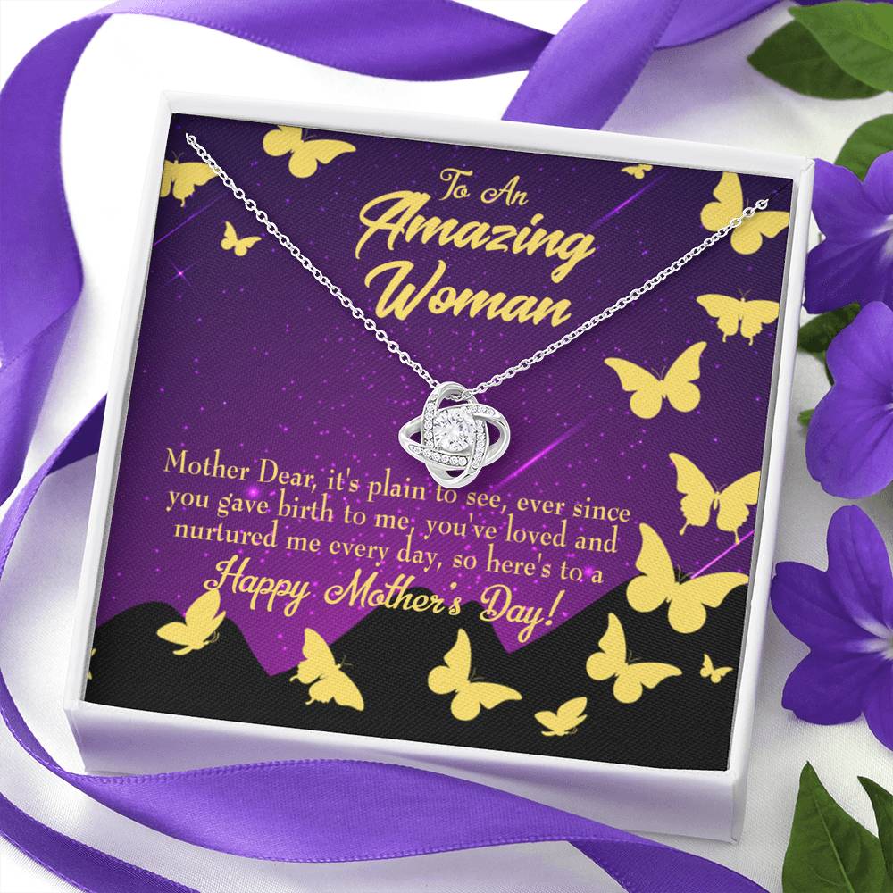 To Mom Mother'S Day Love Knot Pendant Message Card Pendant Stainless Steel-Express Your Love Gifts