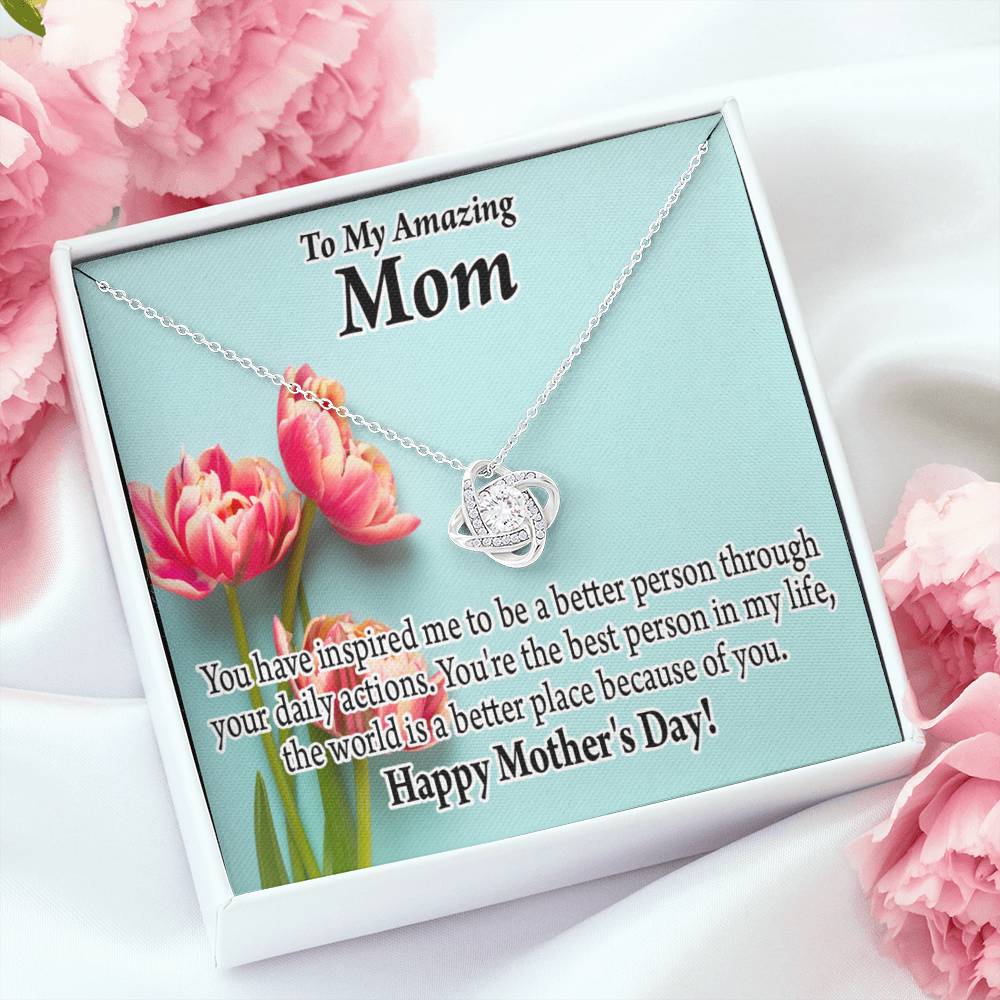 Happy Mother'S Day You Make The World Better Love Knot Message Card From Son Daughter Gift Anniversary Birthday Graduation Mothers Day-Express Your Love Gifts