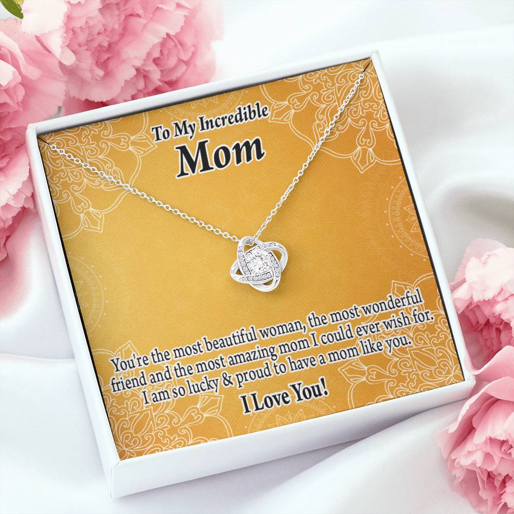To Mom Mother Bonus Mom Grandmom A Beautiful Woman An Wonderful Friend Love Knot Message Card From Son Daughter Gift Anniversary Birthday Graduation Mothers Day-Express Your Love Gifts
