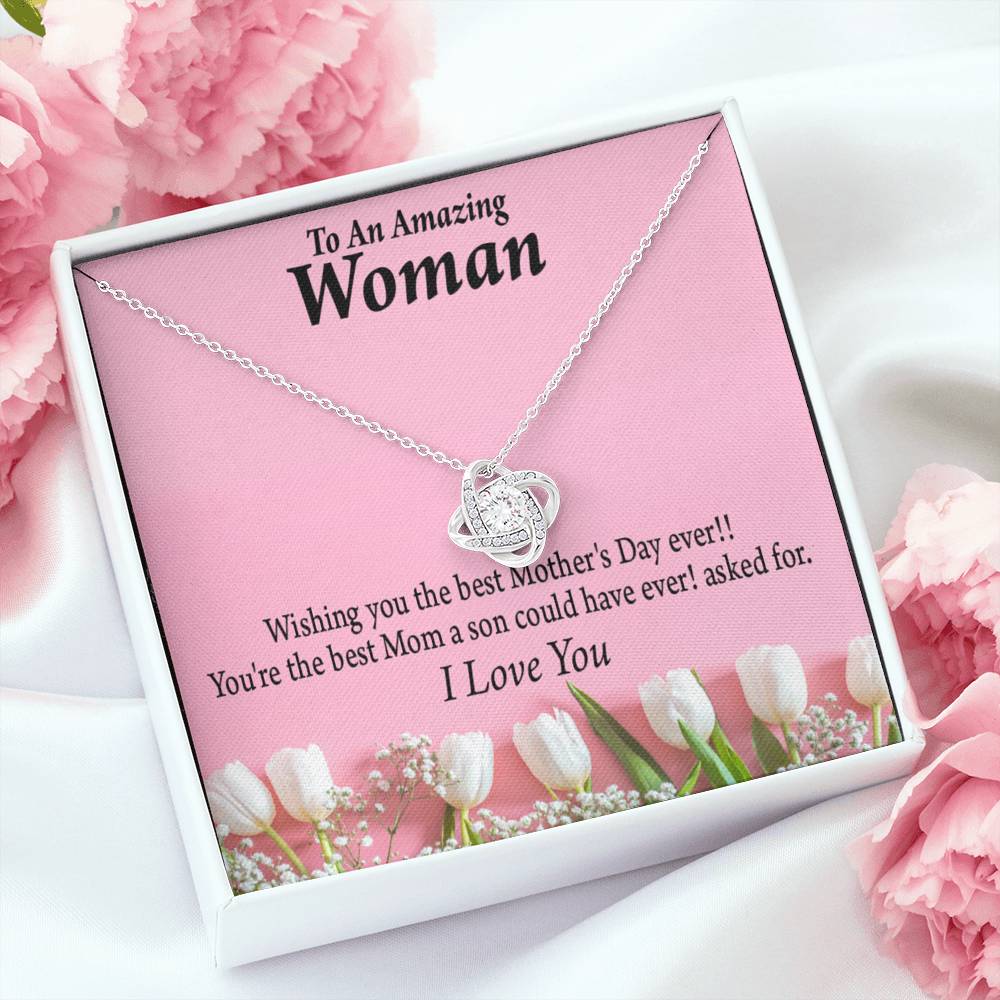 Best Mother'S Day From Son Love Knot Message Card From Son Daughter Gift Anniversary Birthday Graduation Mothers Day-Express Your Love Gifts