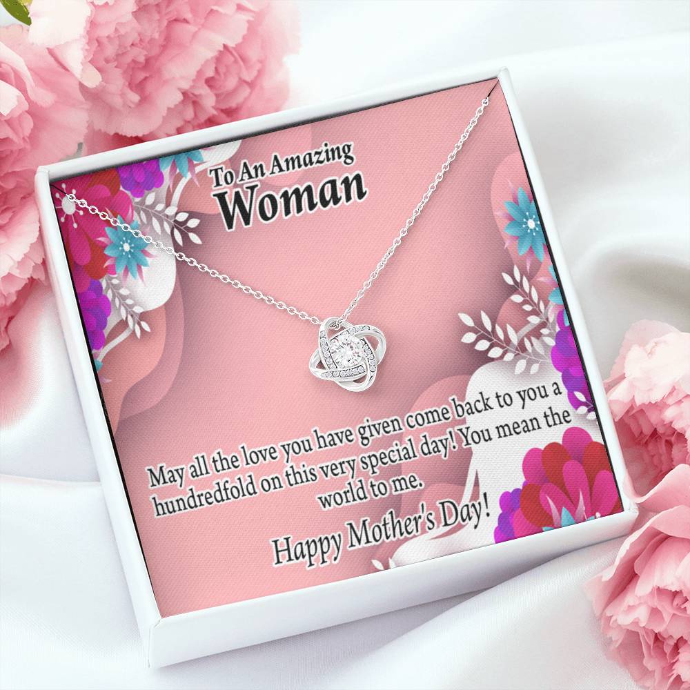 Happy Mother'S Day You Mean The World To Me Love Knot Message Card From Son Daughter Gift Anniversary Birthday Graduation Mothers Day-Express Your Love Gifts