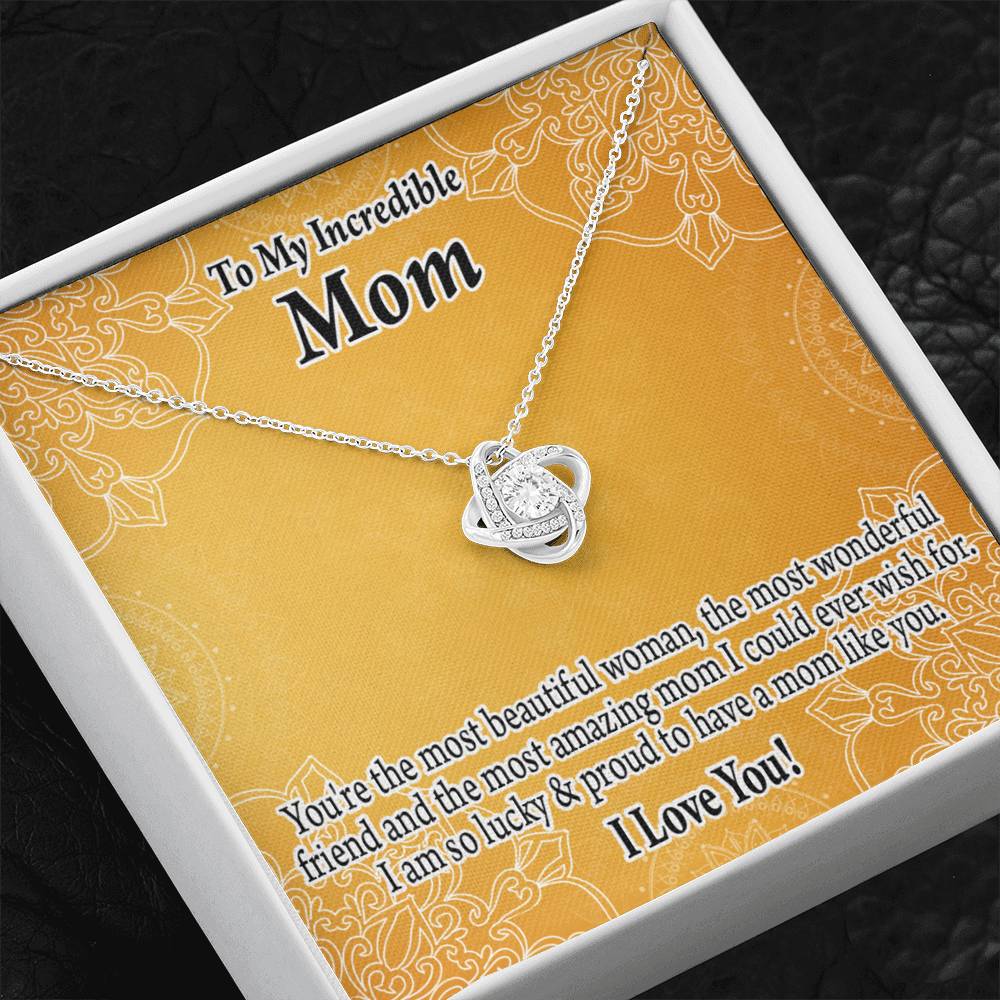 To Mom Mother Bonus Mom Grandmom A Beautiful Woman An Wonderful Friend Love Knot Message Card From Son Daughter Gift Anniversary Birthday Graduation Mothers Day-Express Your Love Gifts