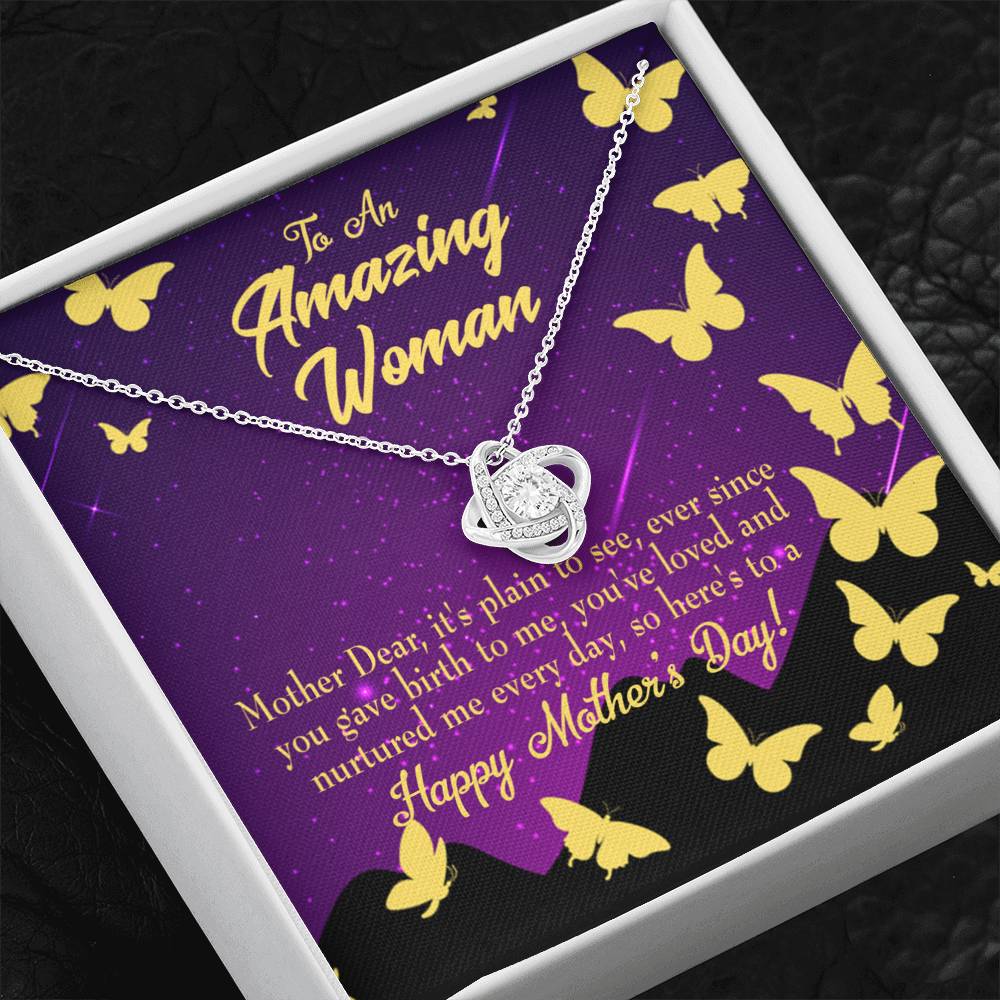 To Mom Mother'S Day Love Knot Pendant Message Card Pendant Stainless Steel-Express Your Love Gifts