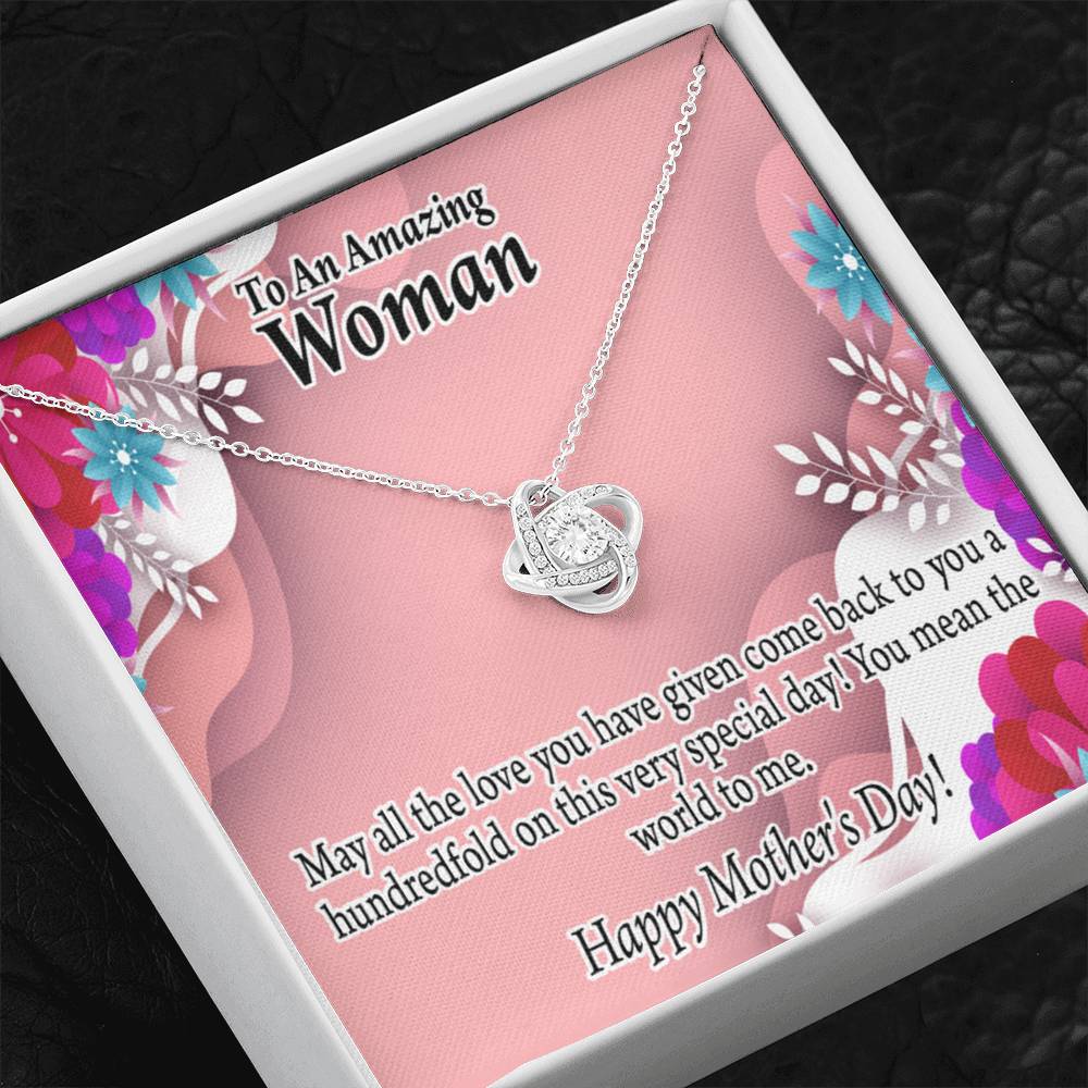 Happy Mother'S Day You Mean The World To Me Love Knot Message Card From Son Daughter Gift Anniversary Birthday Graduation Mothers Day-Express Your Love Gifts