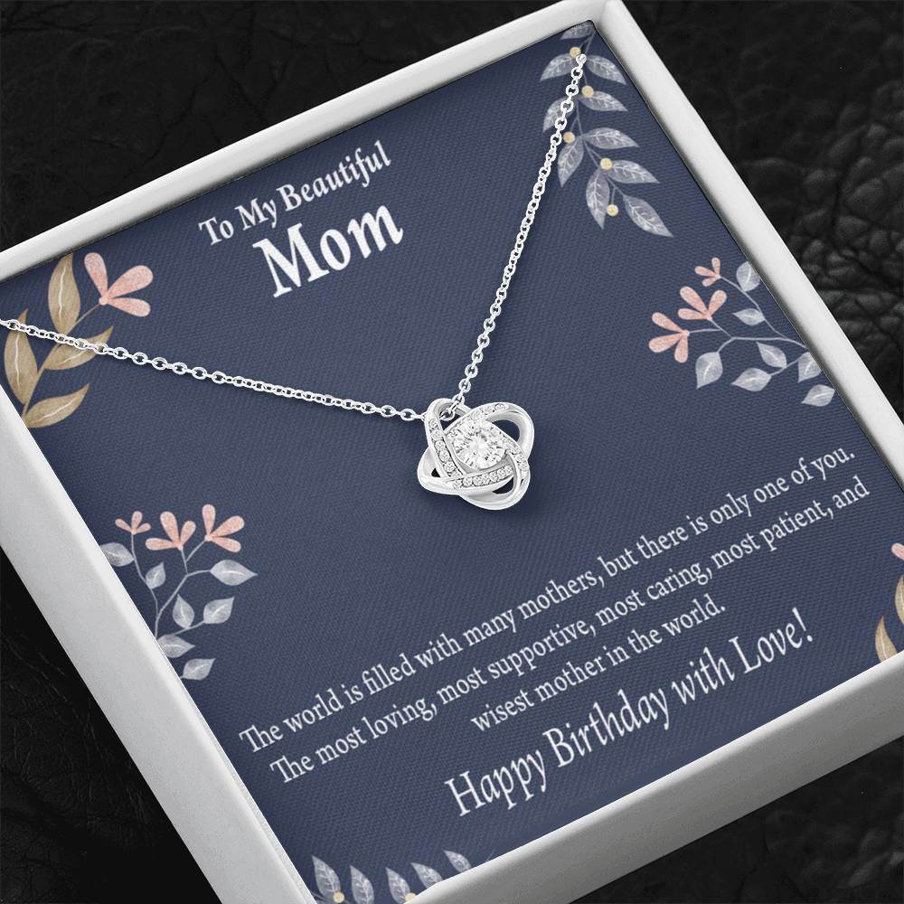 Mom Happy Birthday With Love Love Knot Pendant Message Card-Express Your Love Gifts