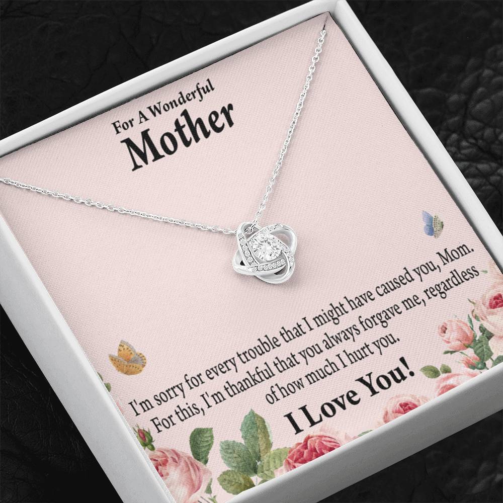 To Mom Sorry Your Unconditional Love Love Knot Necklace Message Card-Express Your Love Gifts