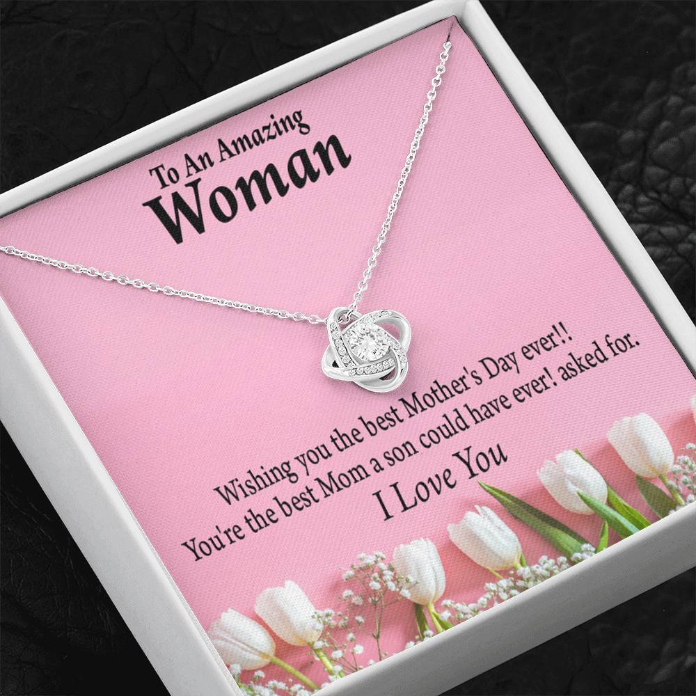 Best Mother'S Day From Son Love Knot Message Card From Son Daughter Gift Anniversary Birthday Graduation Mothers Day-Express Your Love Gifts