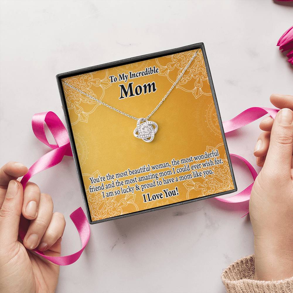 To Mom Mother Bonus Mom Grandmom A Beautiful Woman An Wonderful Friend Love Knot Message Card From Son Daughter Gift Anniversary Birthday Graduation Mothers Day-Express Your Love Gifts