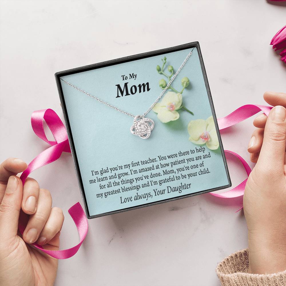 Mother Daughter Necklace First Teacher Love Knot Pendant Pendant Message Card-Express Your Love Gifts