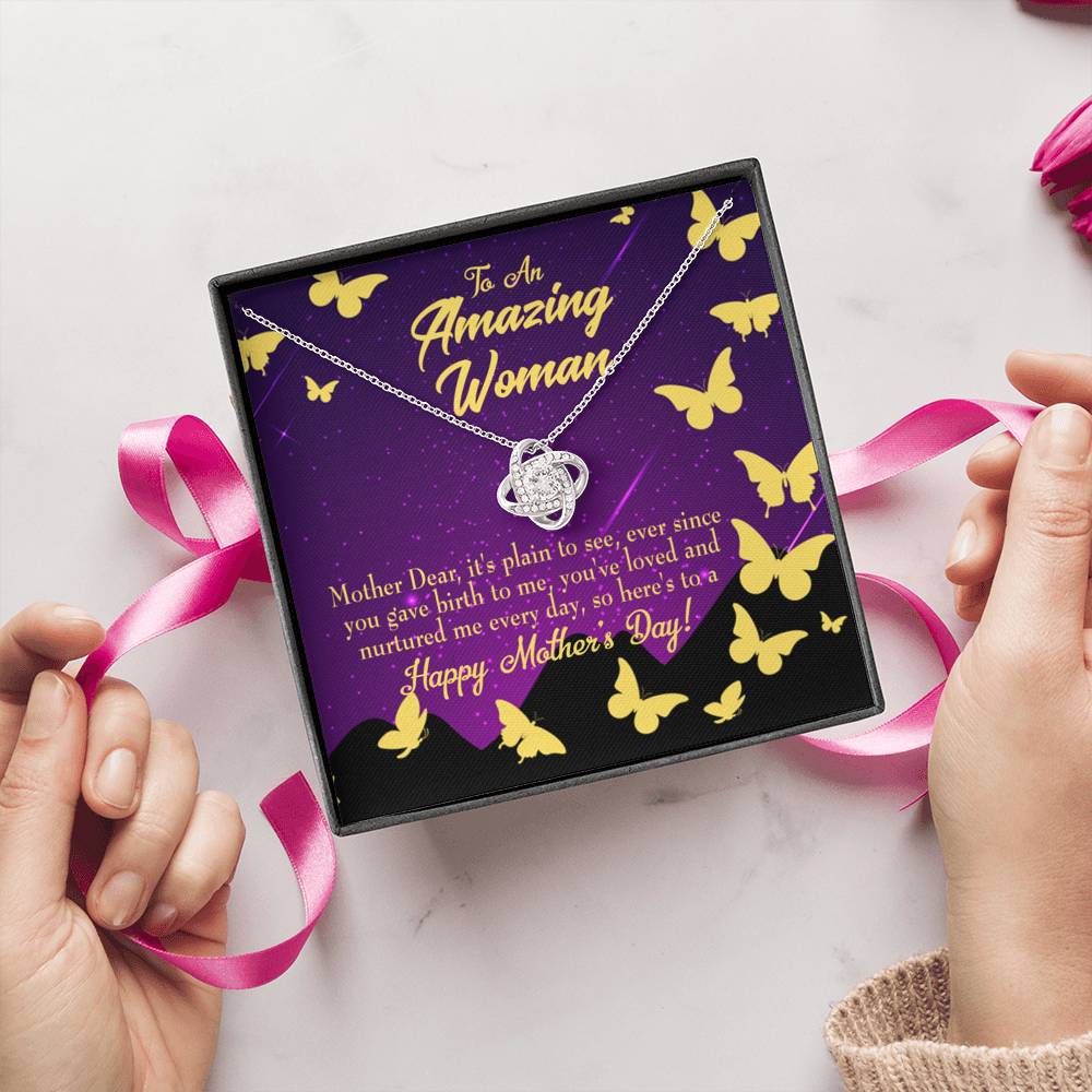 To Mom Mother'S Day Love Knot Pendant Message Card Pendant Stainless Steel-Express Your Love Gifts