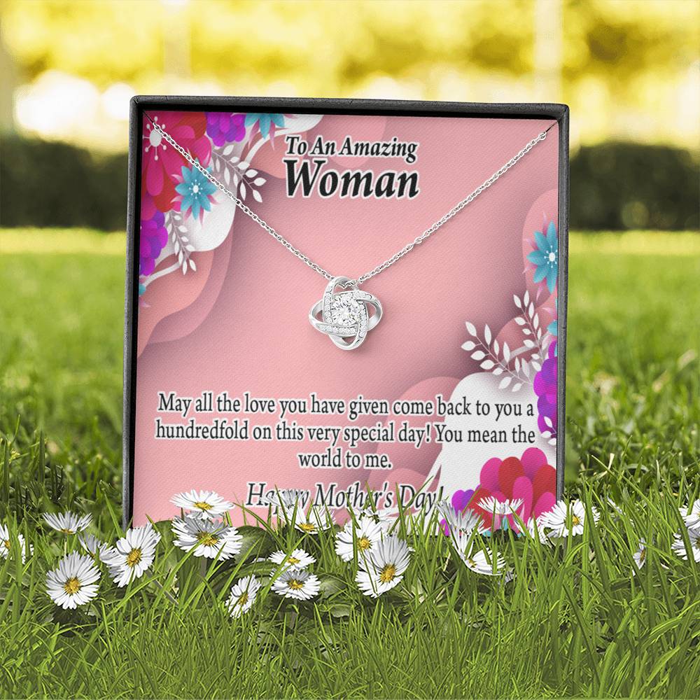 Happy Mother'S Day You Mean The World To Me Love Knot Message Card From Son Daughter Gift Anniversary Birthday Graduation Mothers Day-Express Your Love Gifts