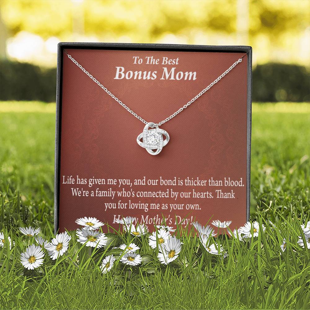 Bonus Mom Necklace Best Bonus Mom Happy Mothers Day Love Knot Pendant Pendant Message Card-Express Your Love Gifts