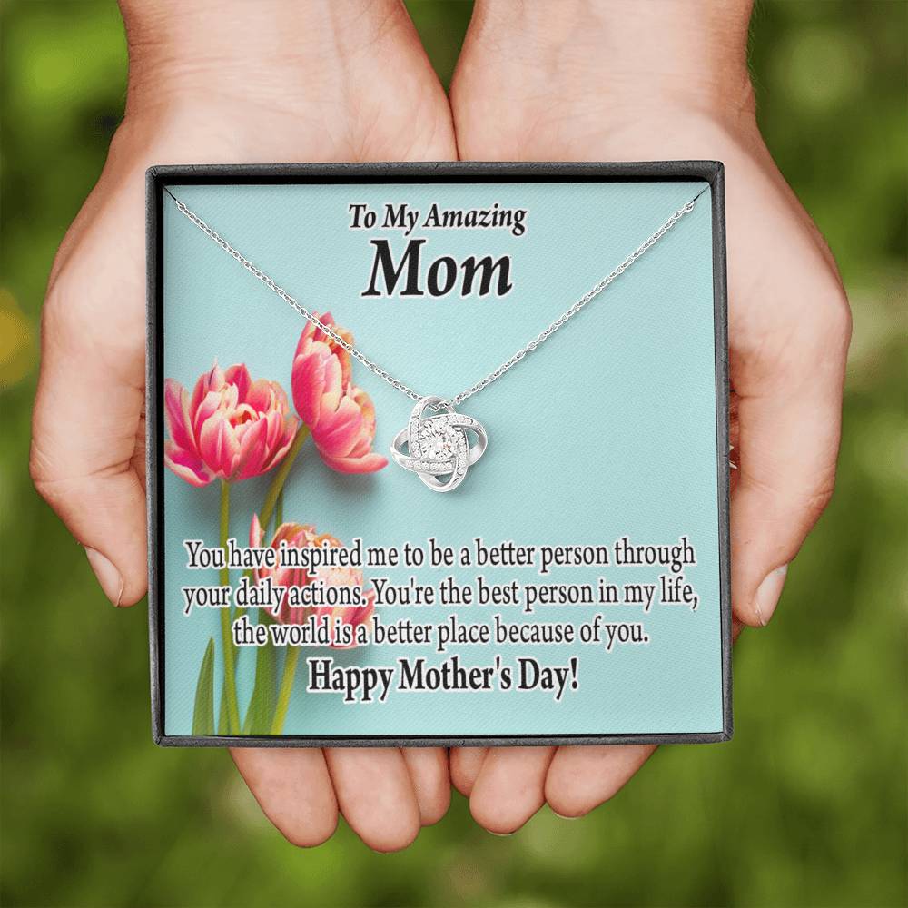 Happy Mother'S Day You Make The World Better Love Knot Message Card From Son Daughter Gift Anniversary Birthday Graduation Mothers Day-Express Your Love Gifts