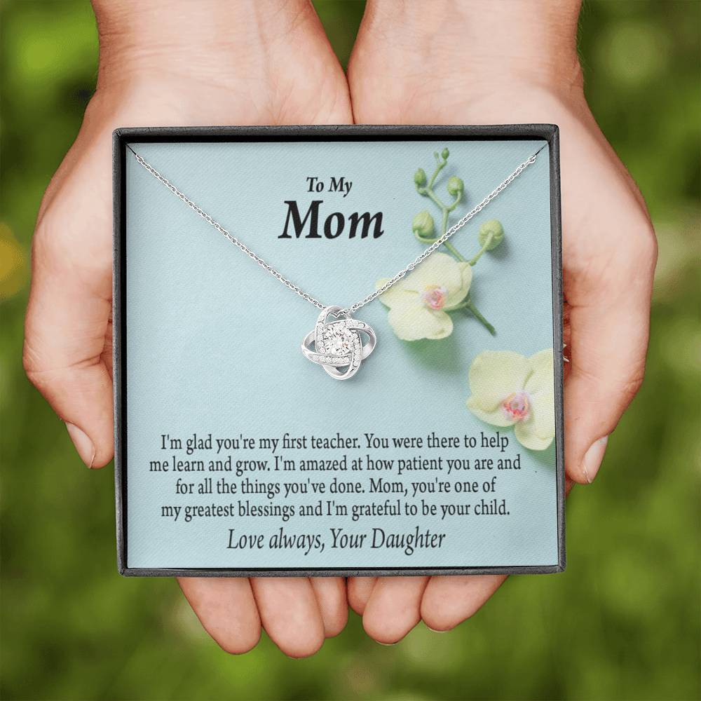 Mother Daughter Necklace First Teacher Love Knot Pendant Pendant Message Card-Express Your Love Gifts