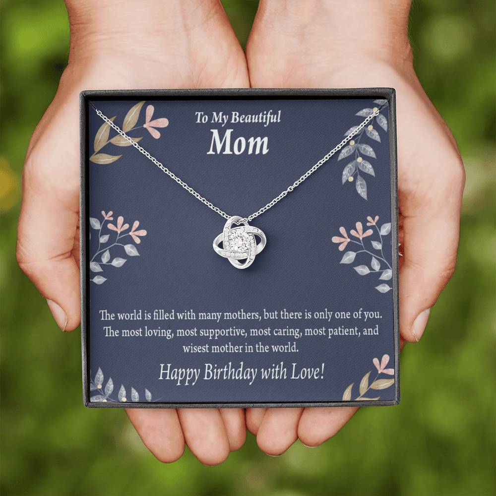 Mom Happy Birthday With Love Love Knot Pendant Message Card-Express Your Love Gifts