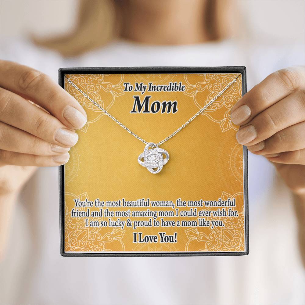 To Mom Mother Bonus Mom Grandmom A Beautiful Woman An Wonderful Friend Love Knot Message Card From Son Daughter Gift Anniversary Birthday Graduation Mothers Day-Express Your Love Gifts