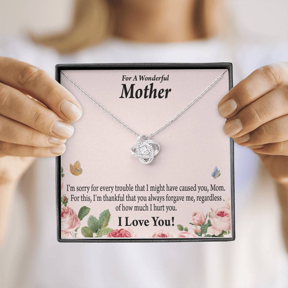 To Mom Sorry Your Unconditional Love Love Knot Necklace Message Card-Express Your Love Gifts