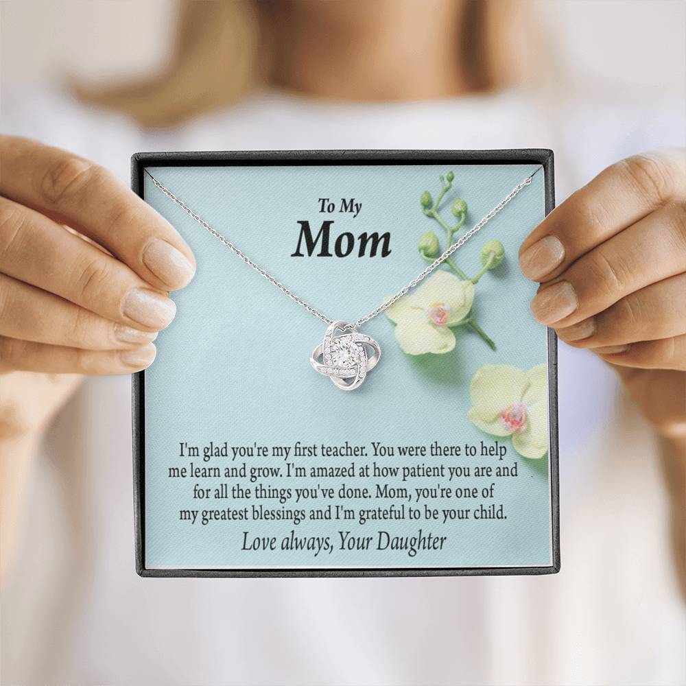 Mother Daughter Necklace First Teacher Love Knot Pendant Pendant Message Card-Express Your Love Gifts