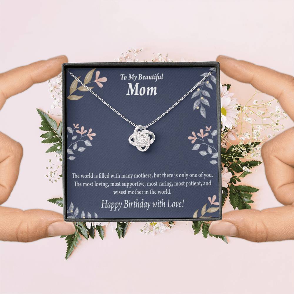 Mom Happy Birthday With Love Love Knot Pendant Message Card-Express Your Love Gifts