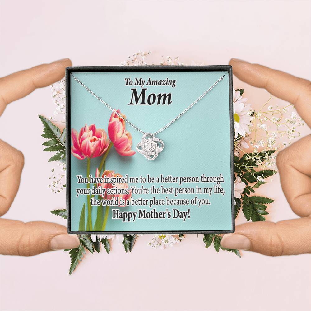 Happy Mother'S Day You Make The World Better Love Knot Message Card From Son Daughter Gift Anniversary Birthday Graduation Mothers Day-Express Your Love Gifts