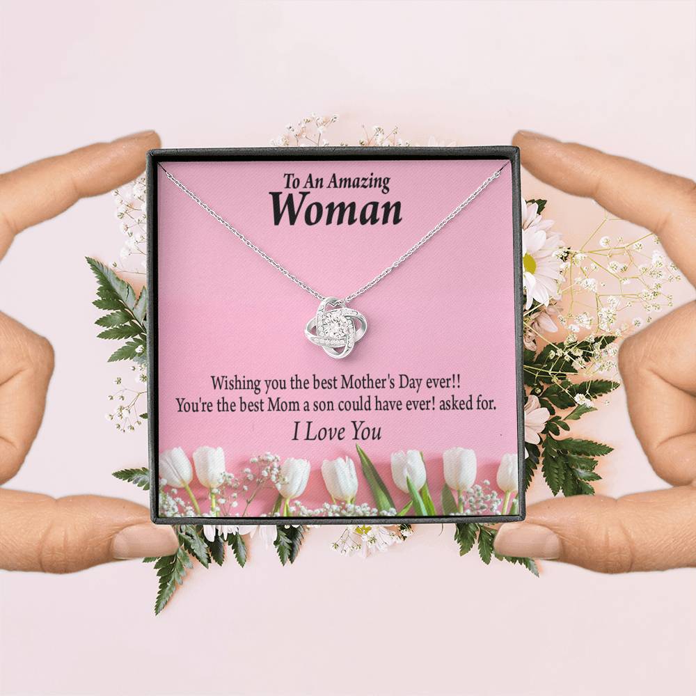 Best Mother'S Day From Son Love Knot Message Card From Son Daughter Gift Anniversary Birthday Graduation Mothers Day-Express Your Love Gifts
