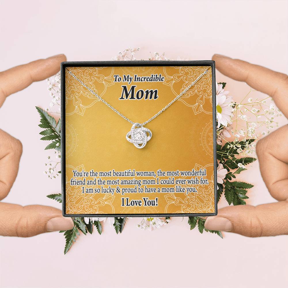 To Mom Mother Bonus Mom Grandmom A Beautiful Woman An Wonderful Friend Love Knot Message Card From Son Daughter Gift Anniversary Birthday Graduation Mothers Day-Express Your Love Gifts