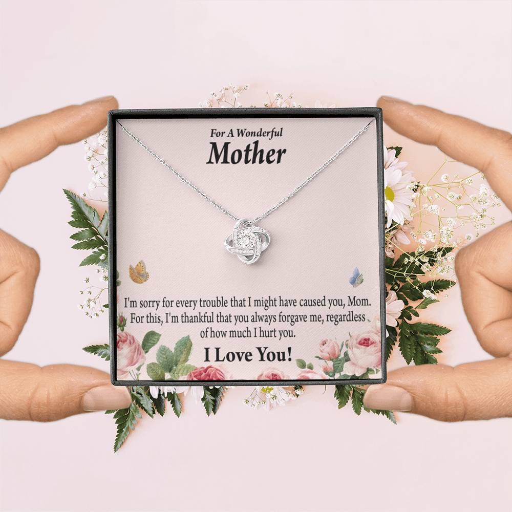 To Mom Sorry Your Unconditional Love Love Knot Necklace Message Card-Express Your Love Gifts