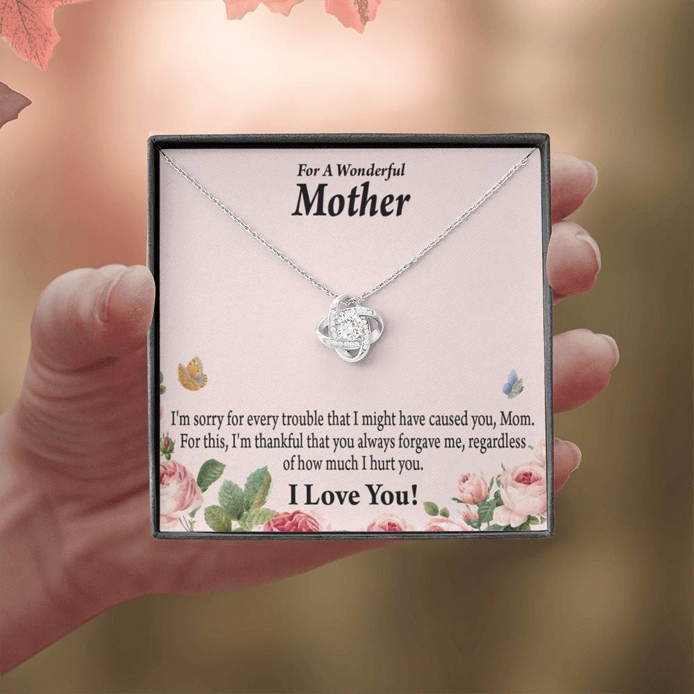 To Mom Sorry Your Unconditional Love Love Knot Necklace Message Card-Express Your Love Gifts