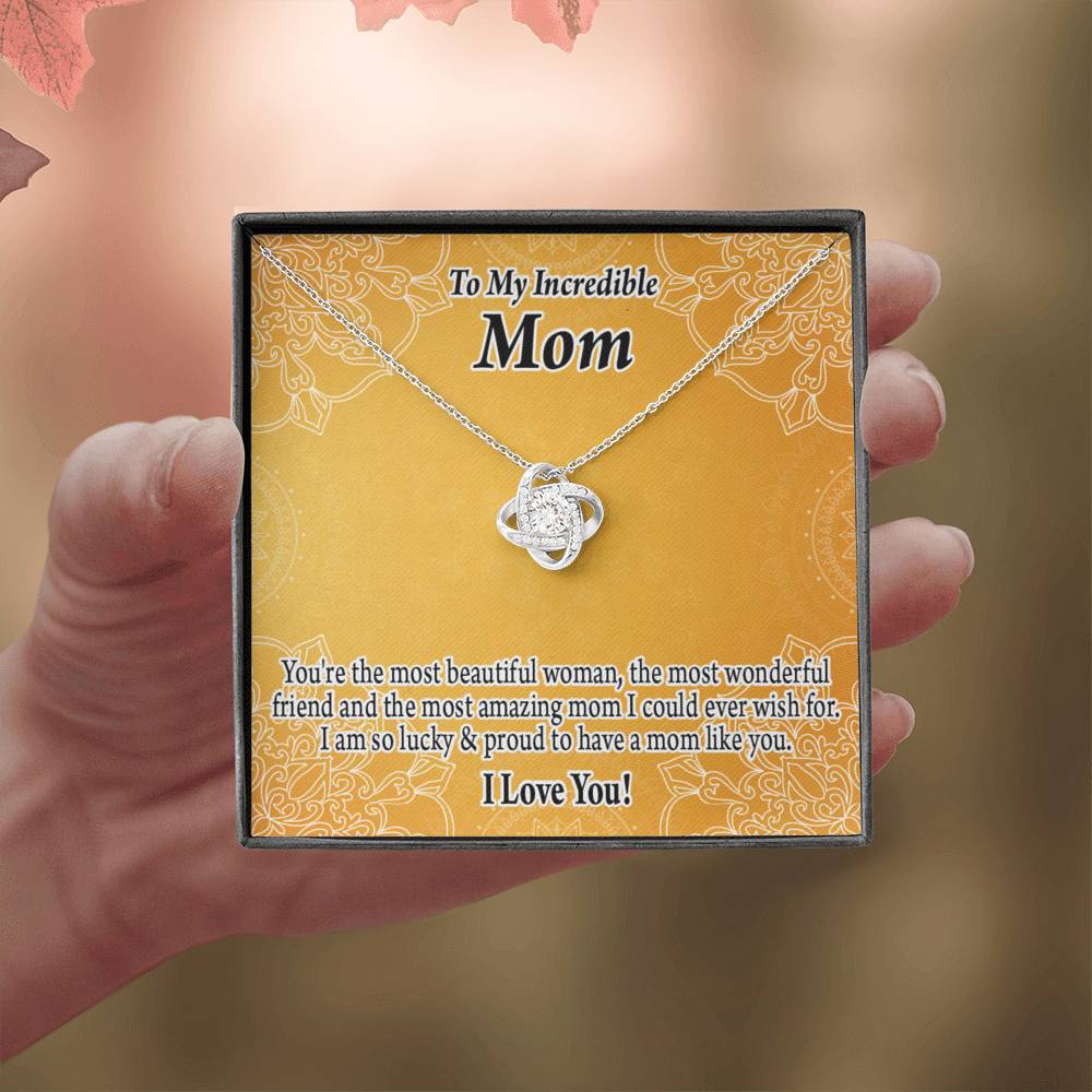 To Mom Mother Bonus Mom Grandmom A Beautiful Woman An Wonderful Friend Love Knot Message Card From Son Daughter Gift Anniversary Birthday Graduation Mothers Day-Express Your Love Gifts