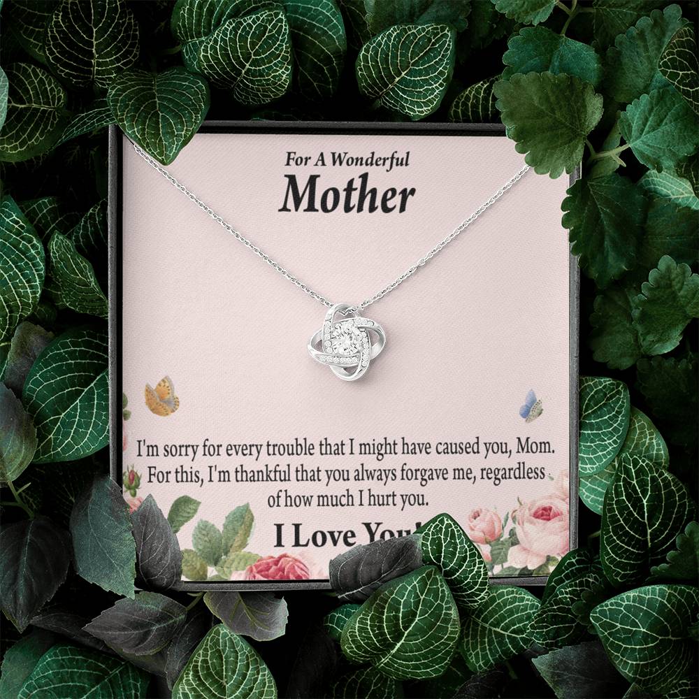 To Mom Sorry Your Unconditional Love Love Knot Necklace Message Card-Express Your Love Gifts