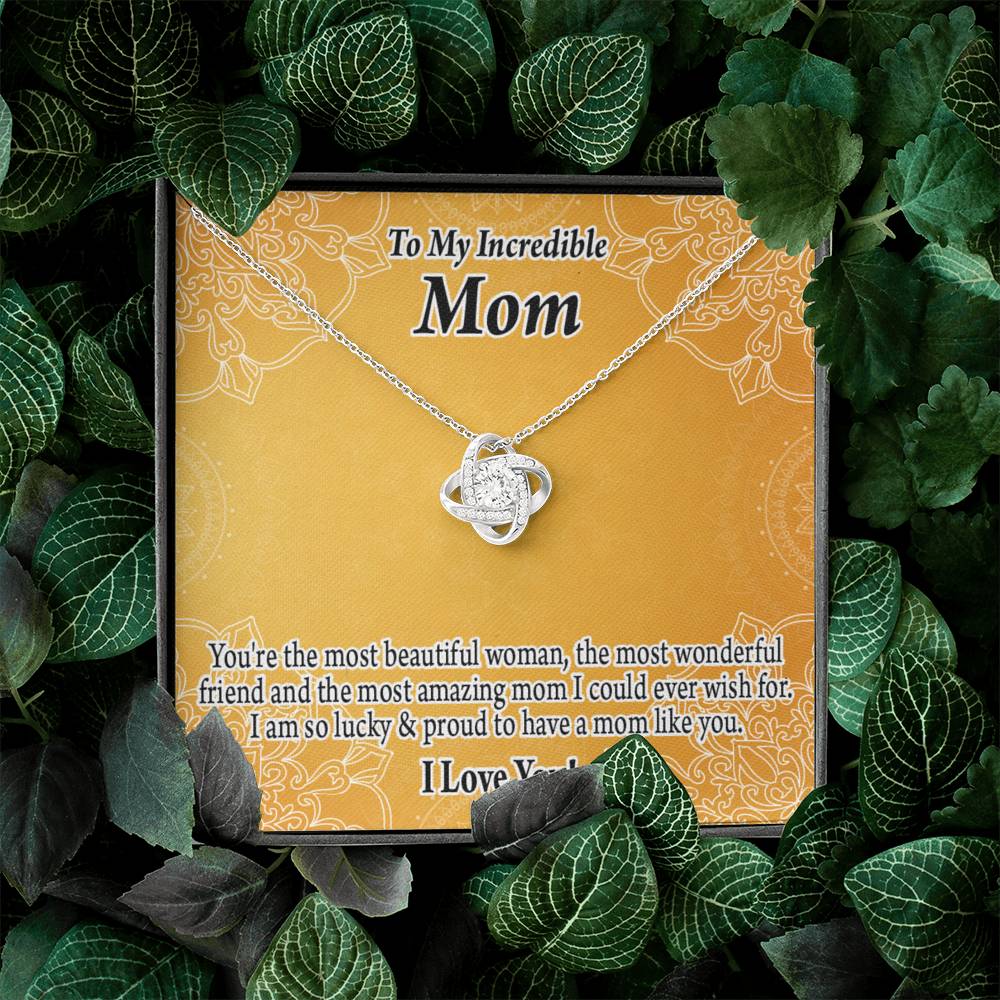To Mom Mother Bonus Mom Grandmom A Beautiful Woman An Wonderful Friend Love Knot Message Card From Son Daughter Gift Anniversary Birthday Graduation Mothers Day-Express Your Love Gifts