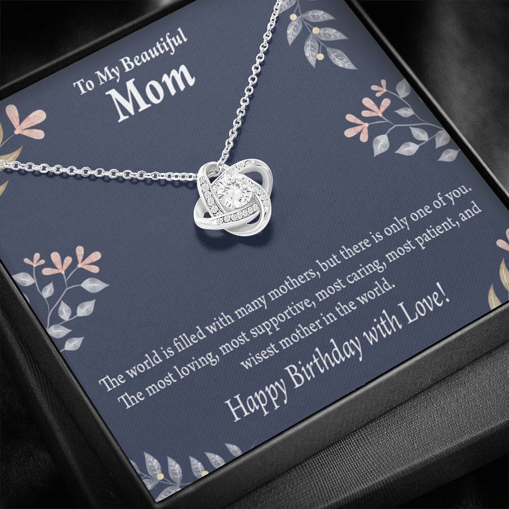 Mom Happy Birthday With Love Love Knot Pendant Message Card-Express Your Love Gifts