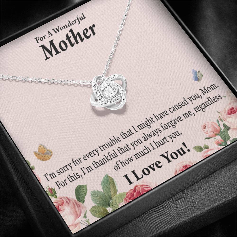 To Mom Sorry Your Unconditional Love Love Knot Necklace Message Card-Express Your Love Gifts