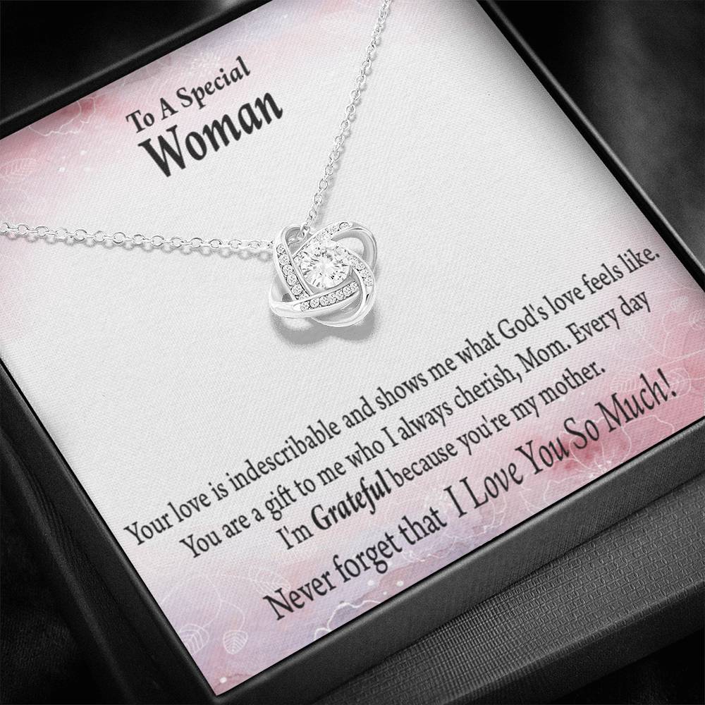Mom I'm Grateful Love Knot Pendant Necklace With Message Card-Express Your Love Gifts