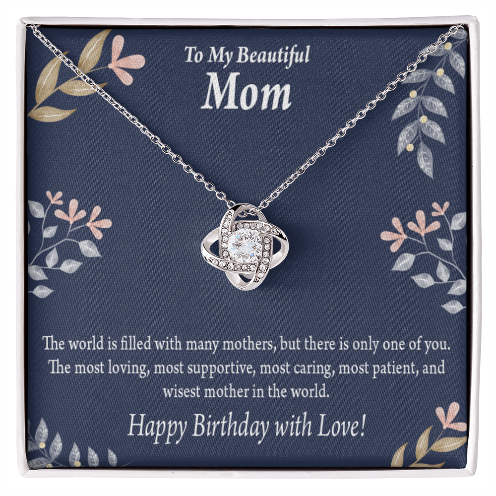 Mom Happy Birthday With Love Love Knot Pendant Message Card-Express Your Love Gifts