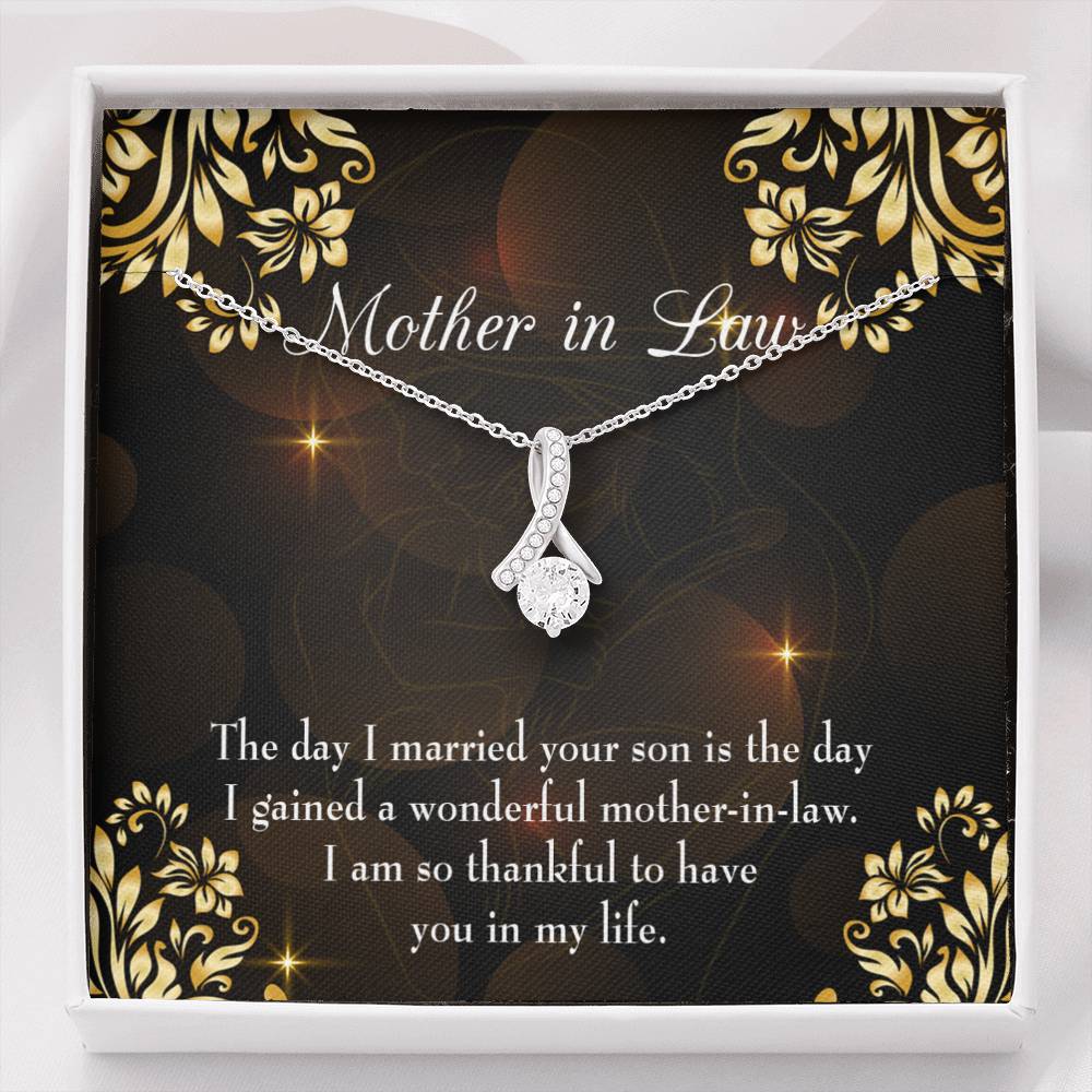 Mother-In-Law Necklace A Wonderful Mother-In-Law Eternity Ribbon Stone Pendant Keepsake Message Card-Express Your Love Gifts