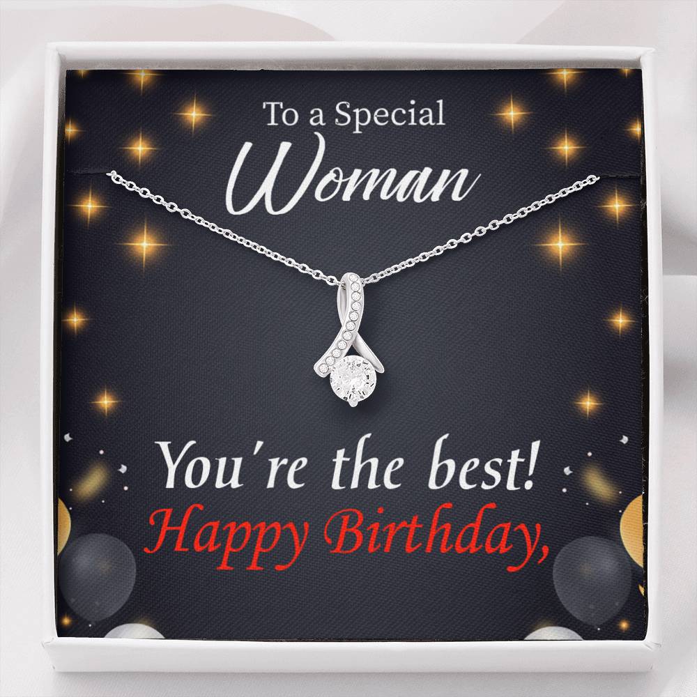 Happy Birthday Mom You'Re The Best Eternity Ribbon Stone Necklace Message Card-Express Your Love Gifts