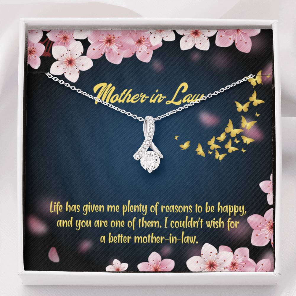 Mother-In-Law Necklace Plenty Of Reasons Eternity Ribbon Stone Pendant Keepsake Message Card-Express Your Love Gifts