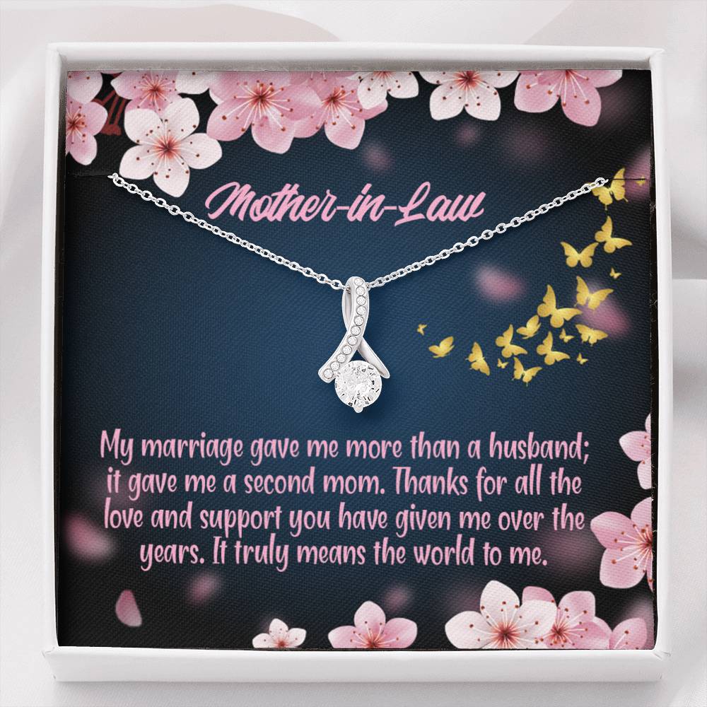 Mother-In-Law Necklace Marriage Second Mom Eternity Ribbon Stone Pendant Keepsake Message Card-Express Your Love Gifts