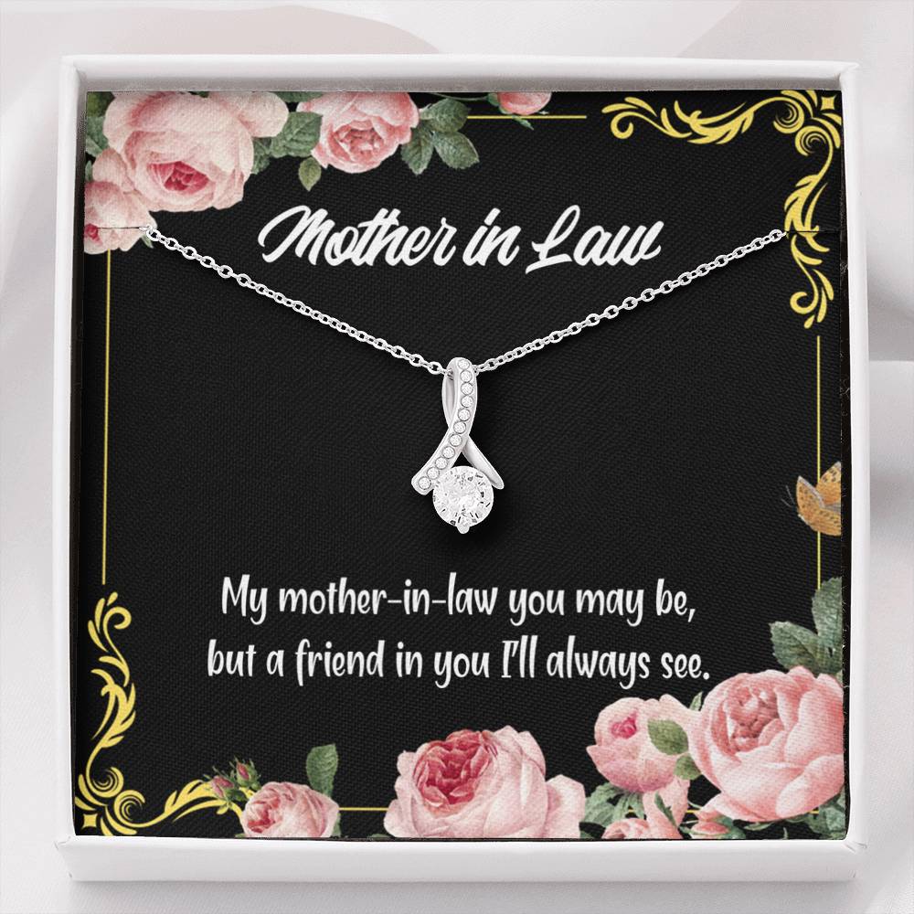 Mother-In-Law Necklace Mother-In-Law And Friend Eternity Ribbon Stone Pendant Keepsake Message Card-Express Your Love Gifts