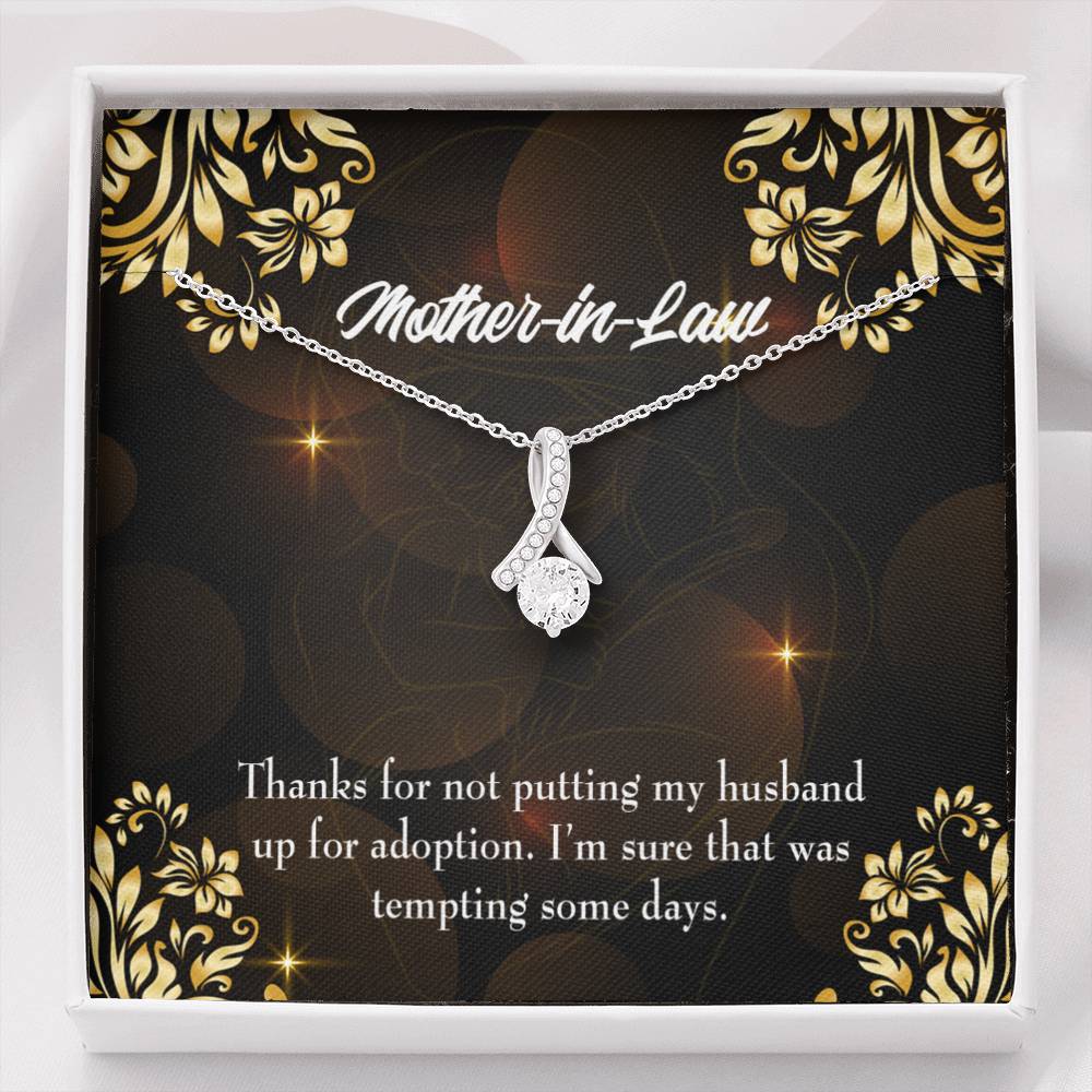 Mother-In-Law Necklace Funny Mother-In-Law Message Eternity Ribbon Stone Pendant Keepsake Message Card-Express Your Love Gifts