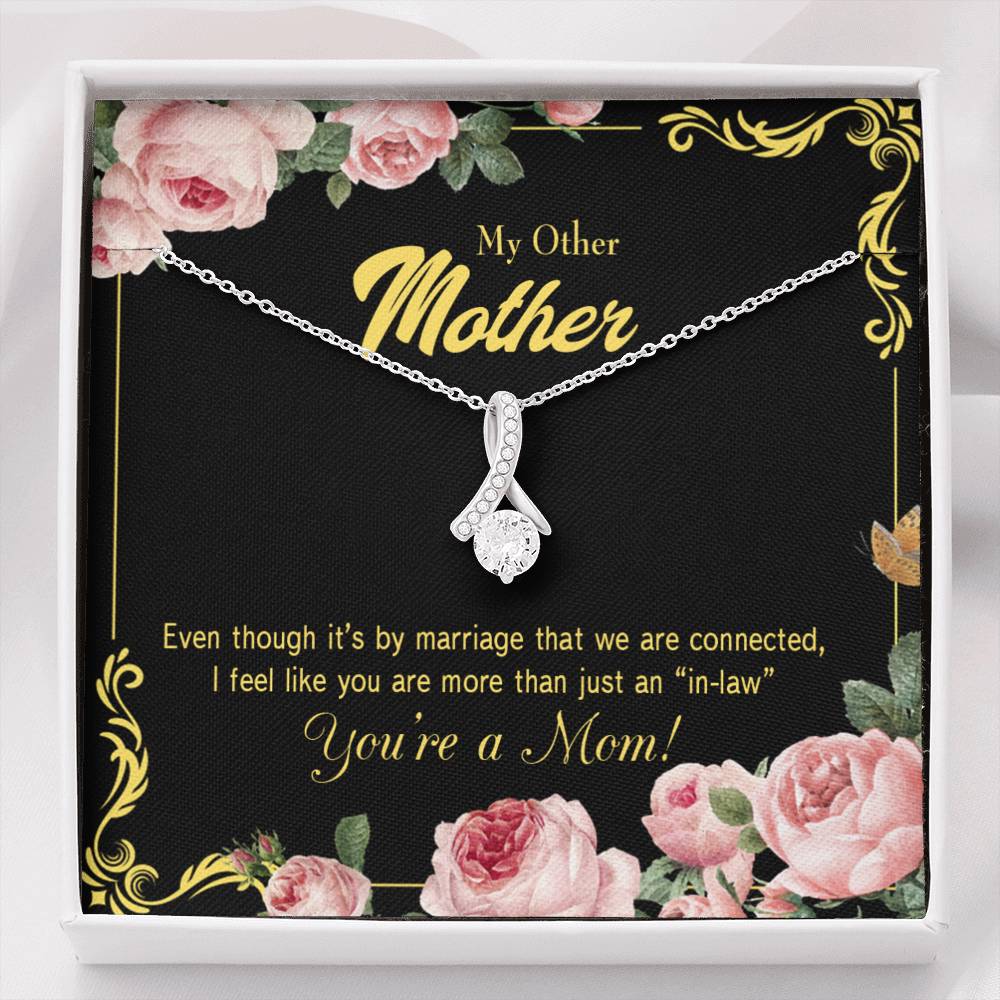 Mother-In-Law Necklace Connected Eternity Ribbon Stone Pendant Keepsake Message Card-Express Your Love Gifts