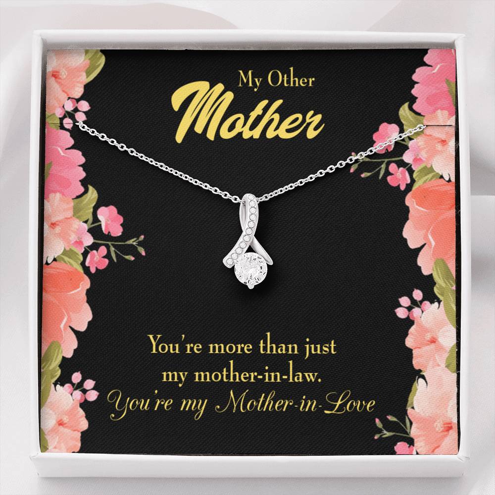 Mother-In-Law Necklace Not Just Mother-In-Law Eternity Ribbon Stone Pendant Keepsake Message Card-Express Your Love Gifts