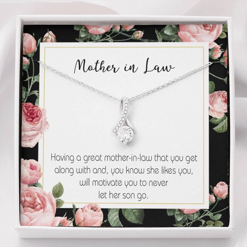 Mother-In-Law Necklace Mother-In-Law That Motivate Eternity Ribbon Stone Pendant Keepsake Message Card-Express Your Love Gifts