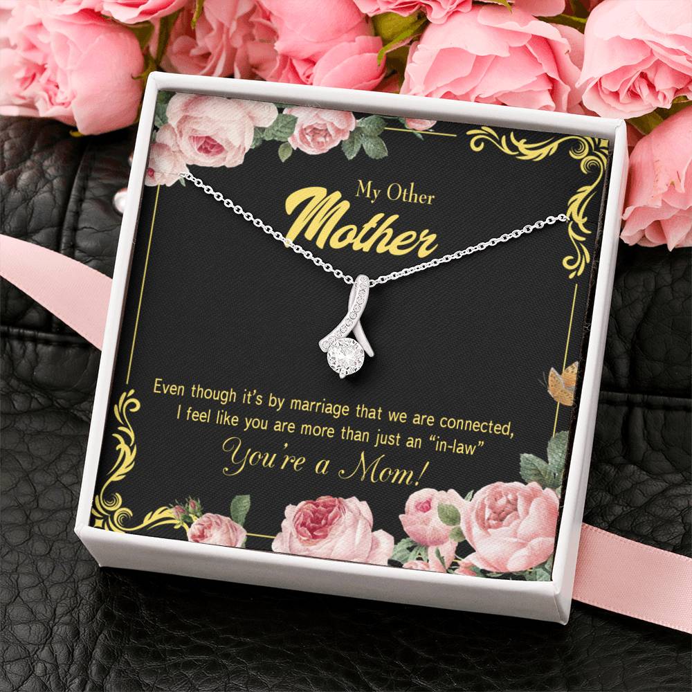Mother-In-Law Necklace Connected Eternity Ribbon Stone Pendant Keepsake Message Card-Express Your Love Gifts